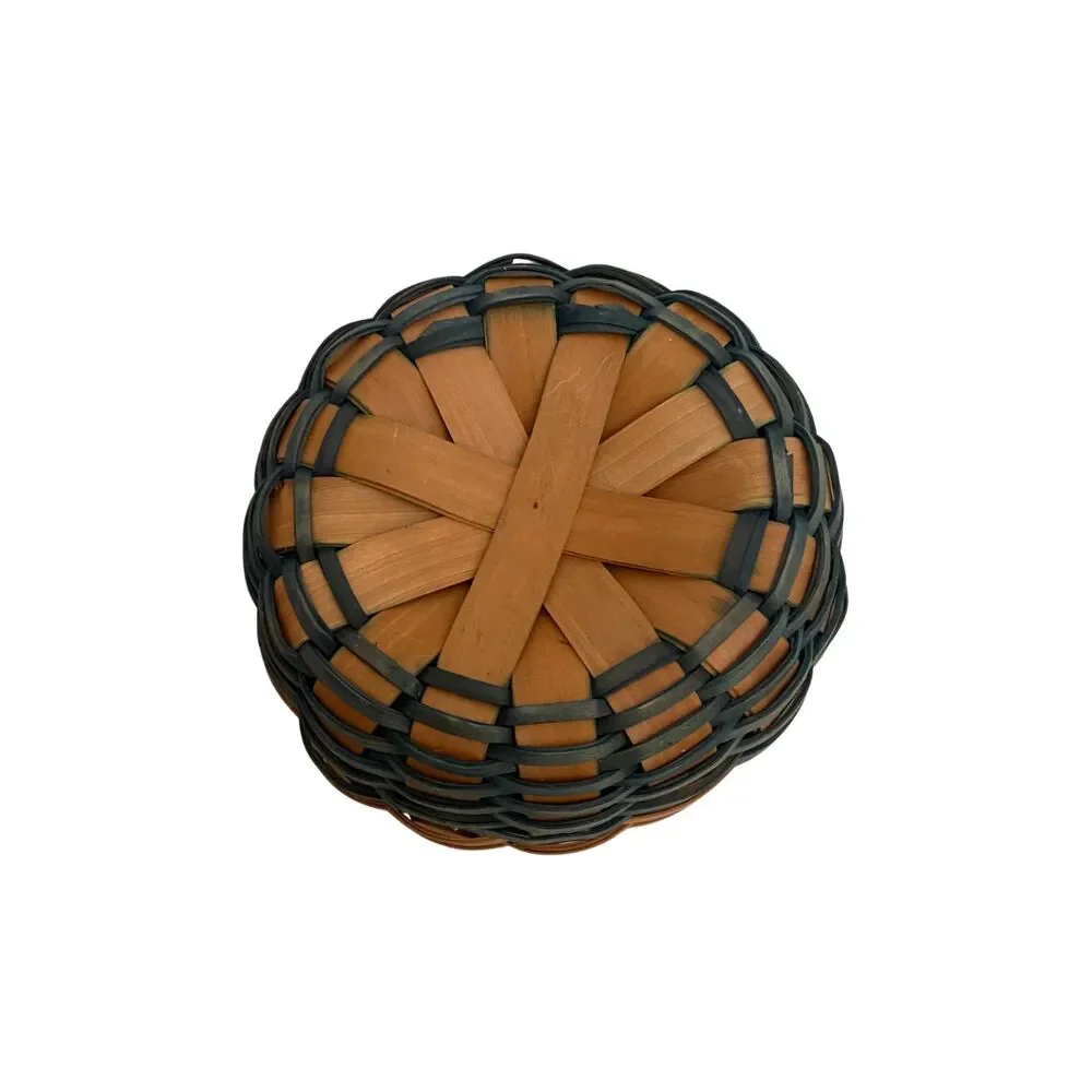 Woven Basket Cookie Jar w/ Lid Plastic Food Liner Multicolor Kitchen Storage 8”